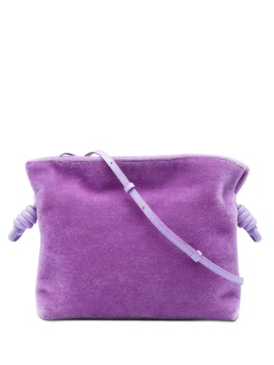 Pre-owned Loewe 2021 Medium Mohair Flamenco Knot Clutch Crossbody Bag In Purple