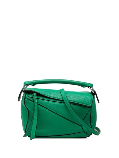 Pre-owned Loewe 2021 Mini Calfskin Puzzle Satchel In Green