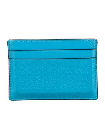 Pre-owned Loewe 2021 Repeat Anagram Card Holder In Blue