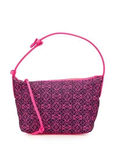 Pre-owned Loewe 2021 Small Anagram Canvas Cubi Bag Handbag In Pink