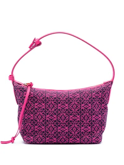 Pre-owned Loewe 2021 Small Anagram Canvas Cubi Bag Handbag In Pink