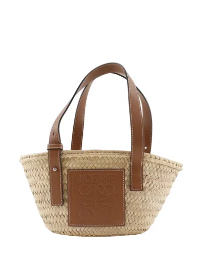 Pre-owned Loewe 2021 Small Raffia Basket Tote Bag In Brown