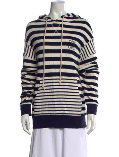 Pre-owned Loewe 2021 Striped Hoodie In Blue/neutrals