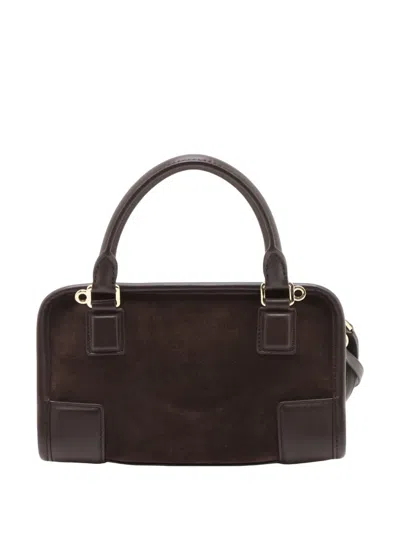 Pre-owned Loewe 2021-2026 Mini Suede Amazona 180 Satchel In Brown