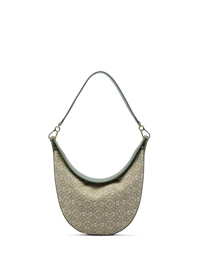 Pre-owned Loewe 2022 Anagram Canvas Luna Hobo Bag In Green
