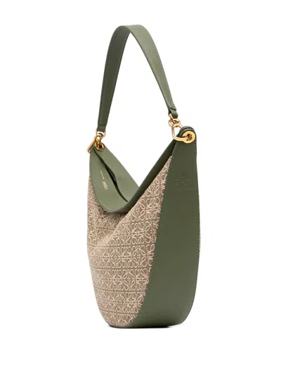 Pre-owned Loewe 2022 Anagram Canvas Luna Hobo Bag In Green