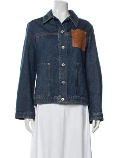 Pre-owned Loewe 2022 Anagram Denim Jacket In Blue