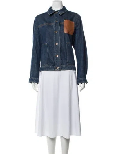 Pre-owned Loewe 2022 Anagram Denim Jacket In Blue