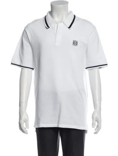 Pre-owned Loewe 2022 Anagram Polo Shirt In White