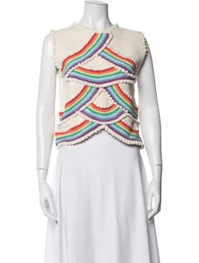 Pre-owned Loewe 2022 Colorblock Pattern Sweater In White