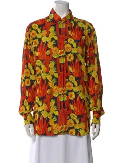 Pre-owned Loewe 2022 Floral Print Top In Black
