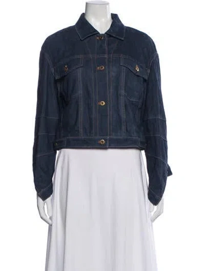 Pre-owned Loewe 2022 Goat Leather Denim Jacket W/ Tags In Blue