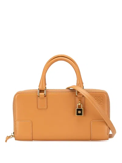 Pre-owned Loewe 2022 Leather Amazona Pouch Satchel In Brown