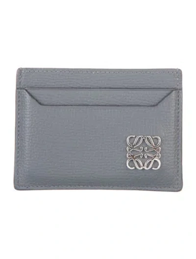 Pre-owned Loewe 2022 Leather Card Holder In Grey