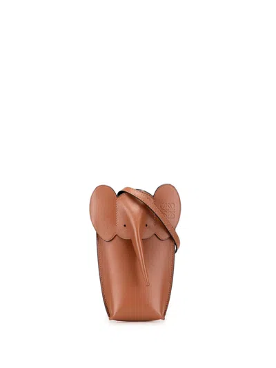 Pre-owned Loewe 2022 Leather Elephant Pocket Crossbody Bag In Brown