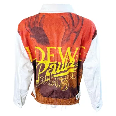 Pre-owned Loewe 2022  X Paula's Ibiza White Denim Jacket Graphic Back Rare Collectible Arts