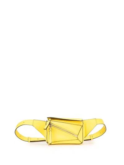 Pre-owned Loewe 2022 Mini Calfskin Puzzle Bumbag Belt Bag In Yellow