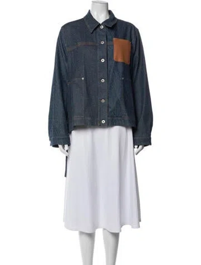 Pre-owned Loewe 2022 Patterned Denim Jacket In Blue