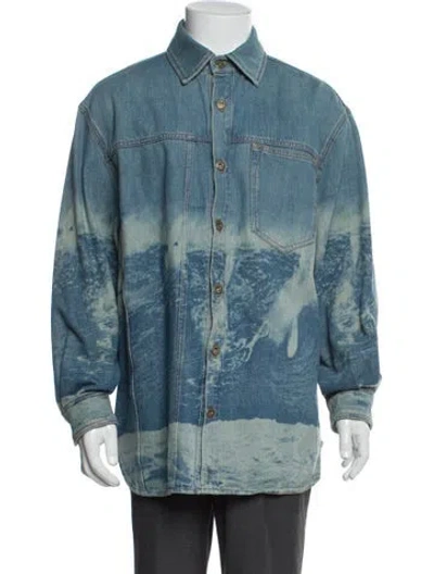Pre-owned Loewe 2022 Printed Denim Jacket In Blue