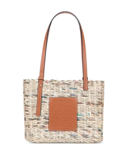 Pre-owned Loewe 2022 Salone Del Mobile Small Newspaper Square Basket Bag Tote Bag In Brown