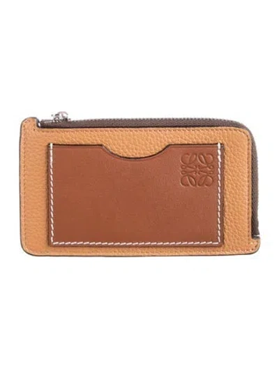 Pre-owned Loewe 2022 Signature Logo Card Holder In Brown