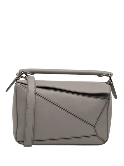 Pre-owned Loewe 2022 Small Calfskin Puzzle Satchel In Gray