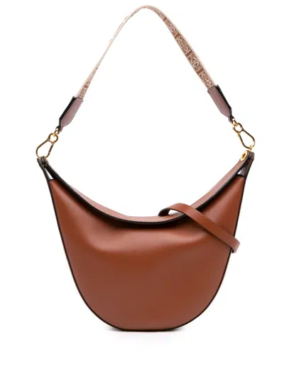 Pre-owned Loewe 2022 Small Leather Luna Hobo Satchel In Brown
