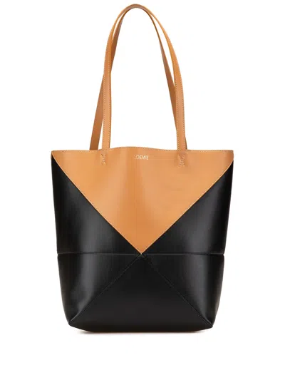 Pre-owned Loewe 2023-2025 Medium Bicolor Calfskin Puzzle Fold Tote Bag