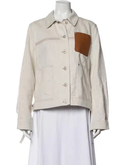 Pre-owned Loewe 2023 Anagram Denim Jacket In Neutrals