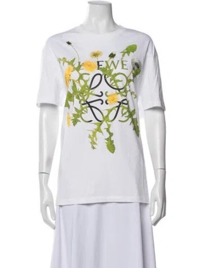 Pre-owned Loewe 2023 Anagram Flowers T-shirt In White