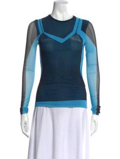 Pre-owned Loewe 2023 Colorblock Pattern Top In Blue