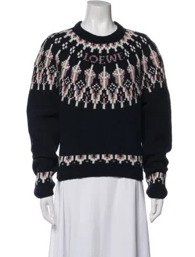 Pre-owned Loewe 2023 Fair Isle Sweater In Black/blue