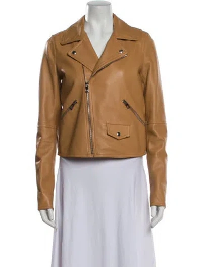 Pre-owned Loewe 2023 Leather Biker Jacket In Neutral