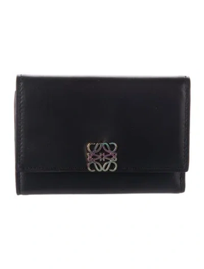 Pre-owned Loewe 2023 Leather Trifold Wallet In Black