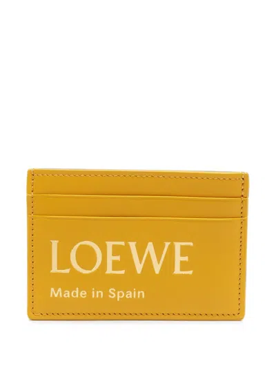 Pre-owned Loewe 2023 Logo-detail Leather Card Holder In Yellow