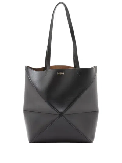 Pre-owned Loewe 2023 Medium Puzzle Fold Tote Bag In Black