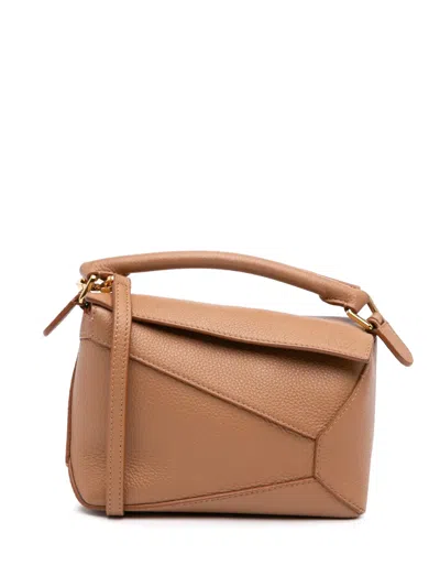 Pre-owned Loewe 2023 Mini Calfskin Puzzle Edge Satchel In Brown