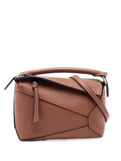 Pre-owned Loewe 2023 Mini Puzzle Edge Tote Bag In Brown
