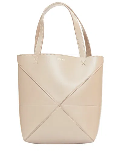 Loewe 2023 Mini Puzzle Fold Tote Sand Gold Logo Top Handle Bag (authentic Pre-  Loved) In Neutral