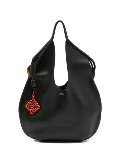 Pre-owned Loewe 2023 Paseo Leather Tote Bag In Black