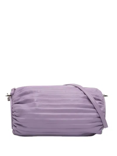 Pre-owned Loewe 2023 Pleated Nappa Bracelet Pouch Shoulder Bag In Purple