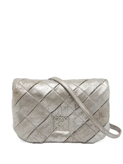 Pre-owned Loewe 2023 Puffer Goya Quilted Shoulder Bag In Silver
