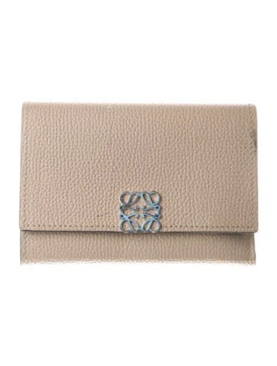 Pre-owned Loewe 2023 Signature Logo Compact Wallet In Neutral