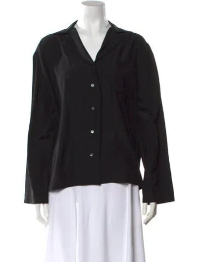 Pre-owned Loewe 2023 Silk Long Sleeve Button-up Top Blouse W/ Tags In Black