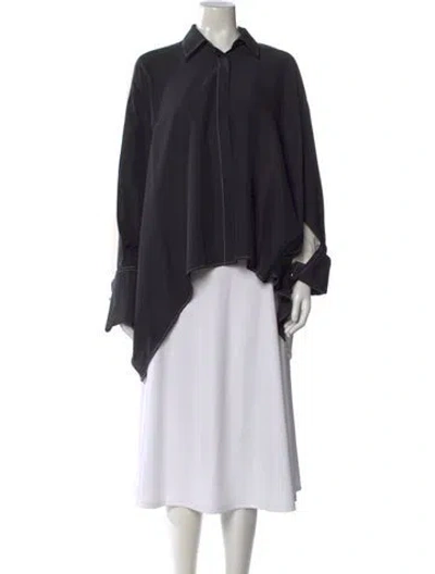 Pre-owned Loewe 2023 Silk Top In Black