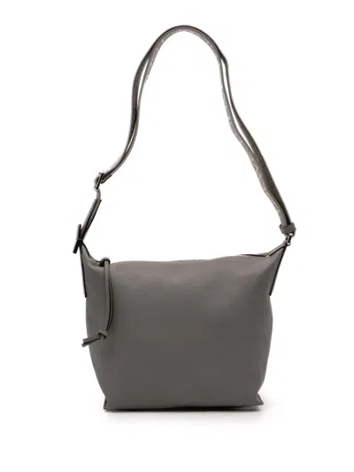 Pre-owned Loewe 2023 Small Calfskin Cubi Crossbody Bag In Gray