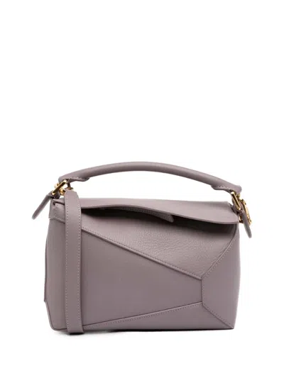 Pre-owned Loewe 2023 Small Calfskin Puzzle Edge Satchel In Purple