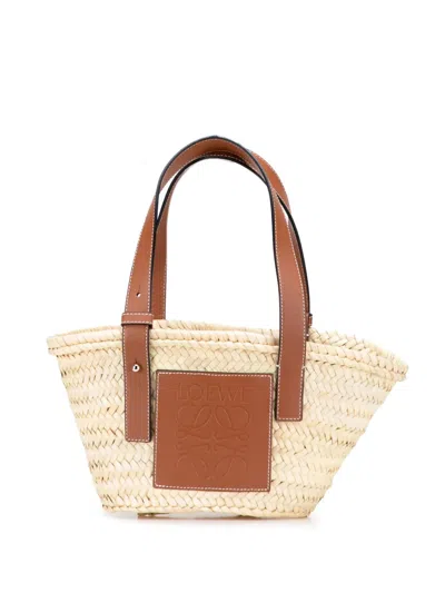 Pre-owned Loewe 2023 Small Raffia Basket Tote Bag In Brown