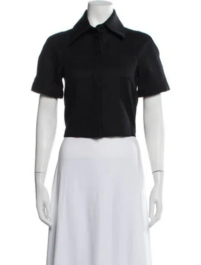 Pre-owned Loewe 2023 Wool Button-up Top In Black