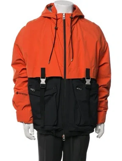 Pre-owned Loewe 2023 X Gore-tex Belted Parka Jacket In Black/orange